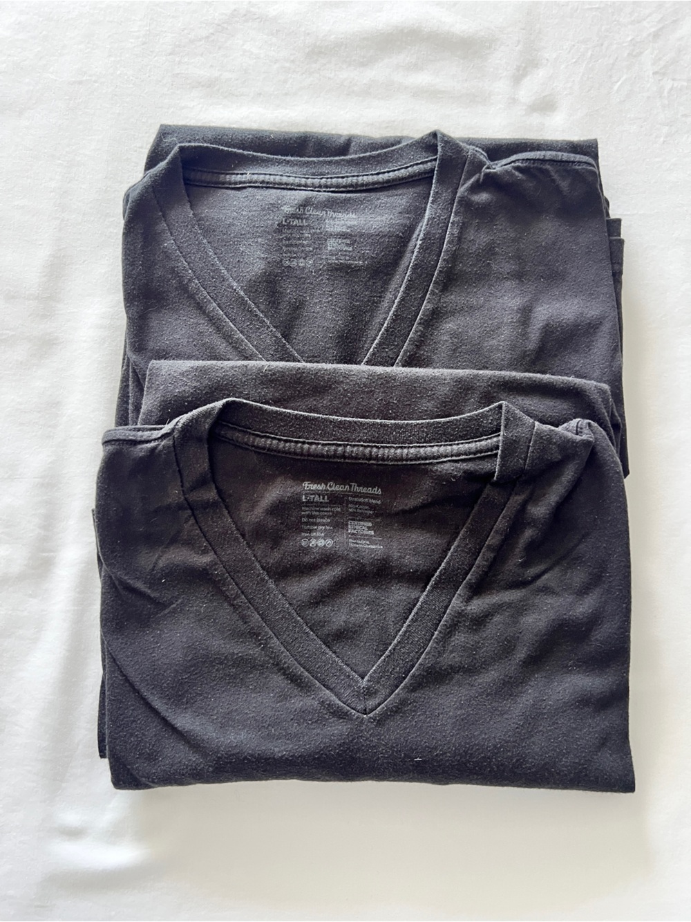 Lot 2 Fresh Clean Tees Shirt Large TALL Men's Black V Neck Short Sleeve Casual